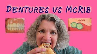 Dentures vs McDonald's McRib sandwich, a dentures vs food video. #dentures #denturelife #mukbang