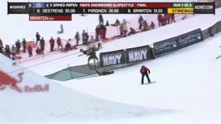 Gjermund Braaten Run 2 Men's Snowboard Slopestyle final - X Games