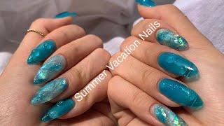 [셀프네일] 여름 다 지나고 올리는 여름네일( Ĭ ^ Ĭ ) 나란사람… Summer Vacation Nails🩵/ Clear Nail/ asmr/ 클리어네일