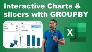 GROUPBY with charts and slicers for interactive dashboards in Excel