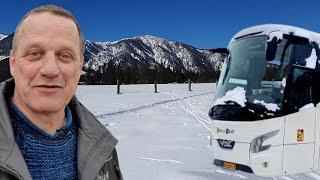 MET DE TOURINGCAR EEN WINTERREIS NAAR TIROL, OOSTENRIJK ! DE BUS TRAVELIN'MAN AAN DE SNEEUWWANDEL !