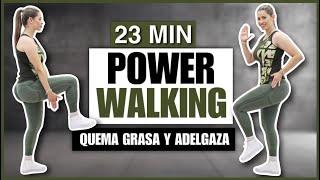 CAMINAR PARA BAJAR DE PESO EN CASA  QUEMA 500 CALORIAS  POWER WALKING | CARDIO SIN SALTOS