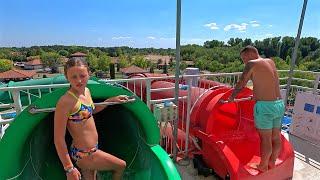 Green Water Slide at AquaCentrum 