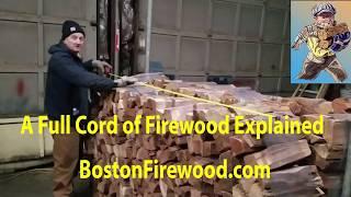 Cord of kiln dried firewood for sale Boston dimensions explained shown