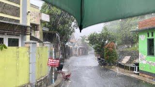 Heavy Rainstorm and Strong Winds Hit the Village | Beautiful Relaxing Rain Sound.