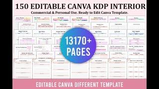 150 Editable Canva KDP Interior | Kdp | KDP Interiors | Kdp Canva | Bundle KDP