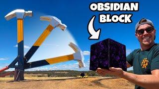 Can We Break An Obsidian Block With A Giant Hammer?