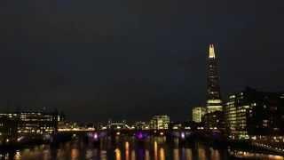 London at night from the Millennium Bridge