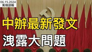 三中全會前夕  中辦發文泄露大問題；頂尖專家：中共正在進行的研究 或終止文明；美駐華大使談在華工作中最奇怪經歷；一邊火焰一邊冰山 中國消費市場怎麼了？（《萬維讀報》20240615-2 FHCC）