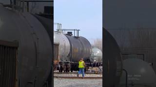 Kicking rail cars in a flat yard.
