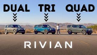 Rivian R1S Dual-Motor vs Tri-Motor vs Quad-Motor! Performance, Acceleration, Pricing, & Efficiency