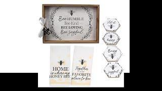 Honey Bee Kitchen Decor Bee Kitchen Accessories Includes Bumble Bee Coasters, Bee Tray, Honey Bee D