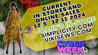 #605: CURRENT IN-STORE AND ONLINE SALES (CYBER WEEK)!!! | JOANN'S | SIMPLICITY.COM | VIKISEWS.COM