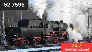 Dreikönigsdampf 2025mit 52 7596 in Rottweil & Horb am Neckar mit Schall & Rauch bzw. Dampf