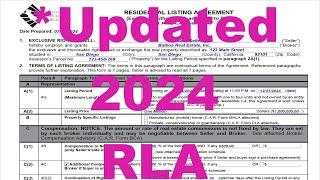 *Updated - July 2024 New Listing Agreement Tutorial CAR Form RLA - Post NAR Settlement Fully Revised