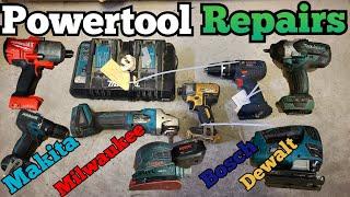 Another bundle of power tools in for repair. Some fixed Some not worth fixing but the charger can be