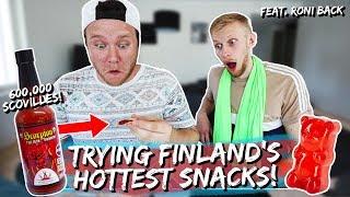 Trying Finland's HOTTEST snacks! feat. Roni Back  | Taste Test Tuesday