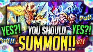 YOU SHOULD SUMMON! WHO IS BETTER? FUSING SUPER VEGITO & GOGETA BLUE 6TH ANNI! (Dragon Ball Legends)