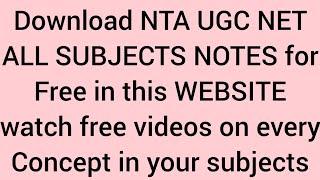 NTA NET STUDY MATERIALS FREE DOWNLOAD (All Subjects)