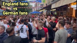 England and Germany fans in Dusseldorf / England fans taunting the Germans