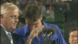 Federer crying during 2009 AO