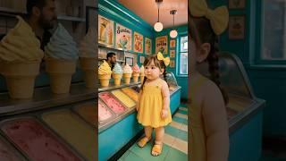 Cute baby girl eats icecream  #ai #icecream #monkey