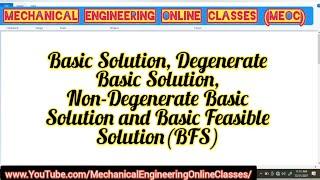 Basic Solution, Non degenerate and degenerate basic solution, basic feasible solution with example