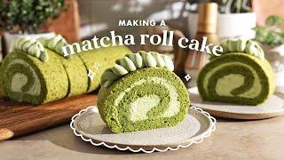 Matcha Roll Cake  baking the softest roll cake at home