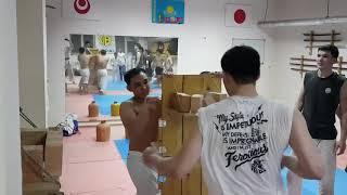 B Dojo tamashiwari. Разбивание твердых предметов