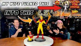 PAINTING THIS X-MEN STATUE: My WIFE tells how she redid this PYRO!