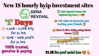 #Gerarevival.com,  New 1$ hourly hyip Investment site. 50$ signup bonus. 0 days old. #hyipsdaily