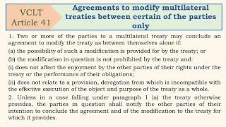 VCLT, Article 41, Agreements to modify multilateral treaties between certain of the parties only