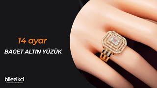 Baget Taşlı 14 Ayar Altın Yüzük | BİLEZİKCİ #yüzük #taşlıyüzük #altınyüzük #14ayar #bagetyüzük