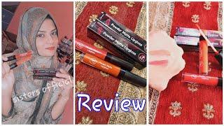 Rivaj Uk Powder Matte Lipgloss Detail  Review || Matte Lipsticks || Sisters official