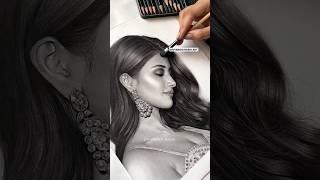 I took 1 year to finish this Pencil Drawing of Pooja Hegde  | Sketch with Charcoal #portrait #art