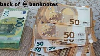 Back of banknotes!!! Counting stack 50 EURO ....