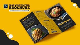 How to Design Food Menu Trifold Brochure | Adobe Photoshop Tutorial | Speed Art | Grafix Mentor