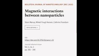 Magnetic interactions between nanoparticles | RTCL.TV