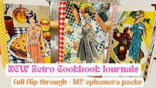 NEW Vintage Cookbook & Recipe Journals + ephemera packs | Retro 60's and 70's food