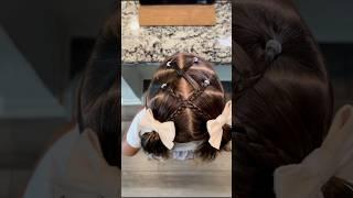 Girl Hairstyle with Braids & Bows | #hairstyle #girlshairstyle #kidshairstyle #dad #shorts