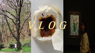 Vlog)재료4개로 바스크치즈케이크 만들기,과천국립현대미술관,이건희컬렉션특별전 모네와 피카소,벚꽃구경 용인 아시아나cc 벚꽃길 | 일상 브이로그 |전시회,꽃구경,내맘대로베이킹|