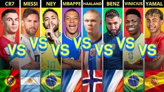 Comparison: Neymar Jr vs Mbappe vs Haaland vs Vinicius Jr vs Yamal vs Ronaldo vs Messi vs Benzema