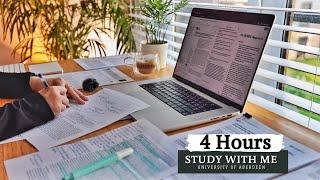 4 HOUR STUDY WITH ME | Background noise, 10 min Break, No music, Study with Merve