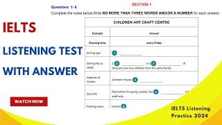 Children Art and Craft Centre IELTS Listening Test With Answer | IELTS Listening 2024