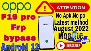 oppo F19 pro Frp bypass ll Android 12 ll Free Trick 2022  all oppo frp bypass without Apk without PC