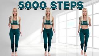 5000 STEPS IN 30 MIN AT HOME  DO IT TWICE TO GET 10000 STEPS NO JUMPING  WALKING WORKOUT