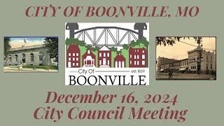 City Of Boonville, Missouri Council Meeting on December 16, 2024 at 7:00 pm