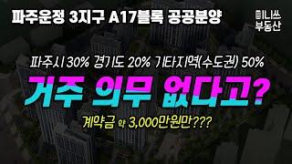 거주의무 없다고? 파주운정 3지구 A17블록 공공분양 평면도 분석 (계약금 약 3,000만원만???)