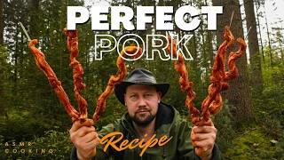 Crispy pork torches grilled in the middle of the forest - ASMR Outdoor Cooking 