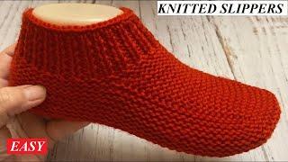 EASY KNITTED SLIPPERS ON TWO KNITTING NEEDLES